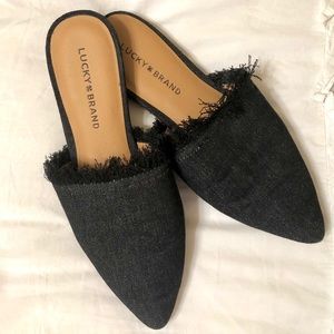 Lucky Brand Denim Frayed Loafers/Flats